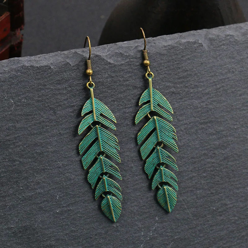 

New fashion retro patina galvanized alloy green geometric earrings set of 9 for fashion women's gift dates and parties