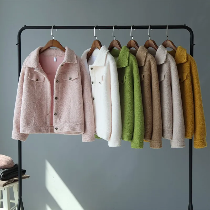 Женские однобортные пальто и куртки MONMOIRA однотонные повседневные из овечьей