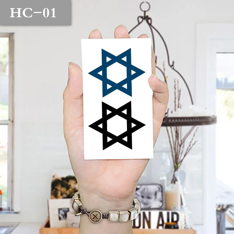 Водонепроницаемая Временная маленькая и большая черная звезда боди арт тату