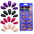 Накладные ногти, матовые, акриловые, 100 шт.кор., модные, острые, острые, черные, красные, фиолетовые, искусственные накладные ногти