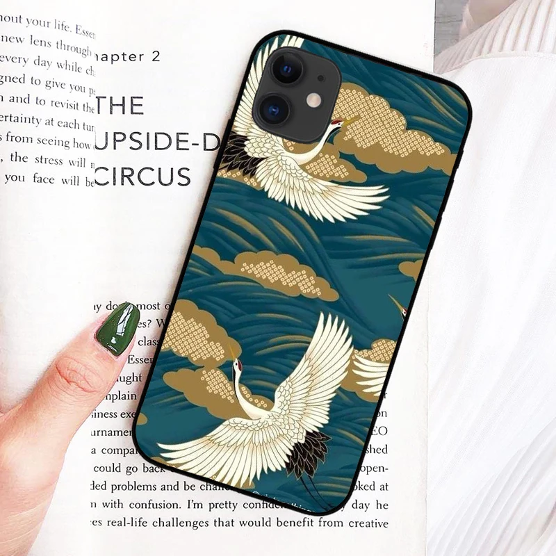 Краснолобый прыгающий кран птиц в японском стиле чехлы для мобильного телефона