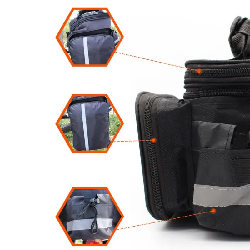 

Bike Rear Carrier Frame Bag Bicycle Panniers with Carrying Handle Reflective 24BD