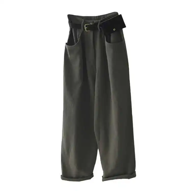

COZOK 2021 Autumn and Winter Clothes Yuppie Street Loose Wide Leg Pants Milk White Pants Female 3339