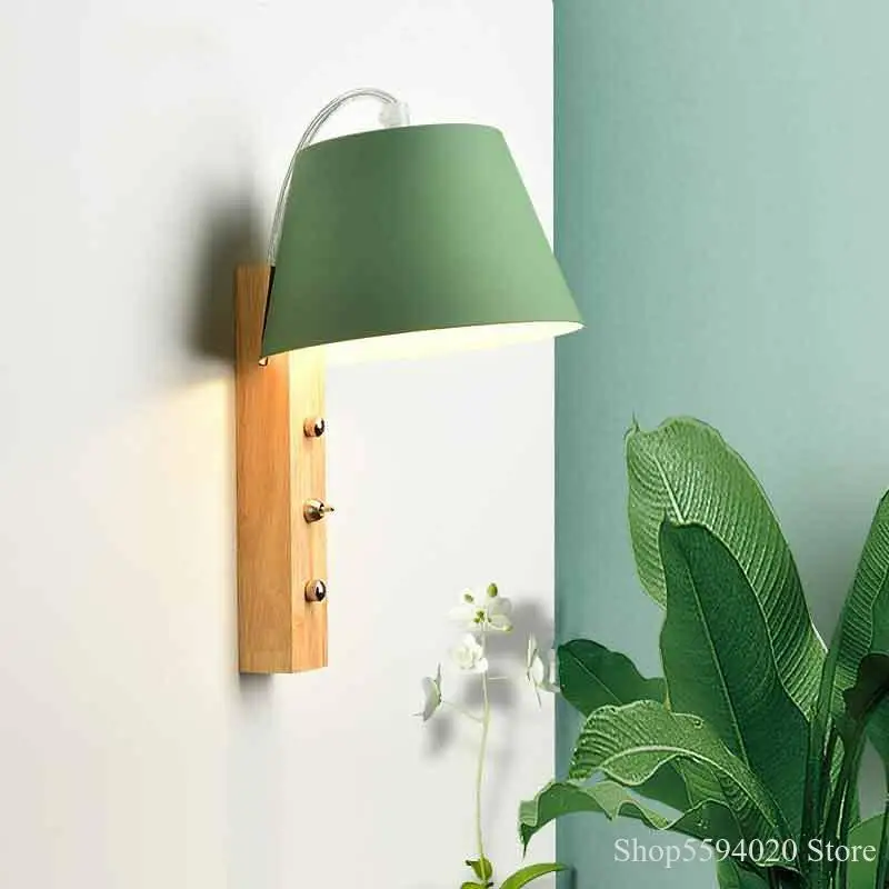 Nordic Creative Wood LED Wall Lamp Bedside Modern Simple Bedroom Children Light Fixtures Home Decor Luminaire | Лампы и освещение