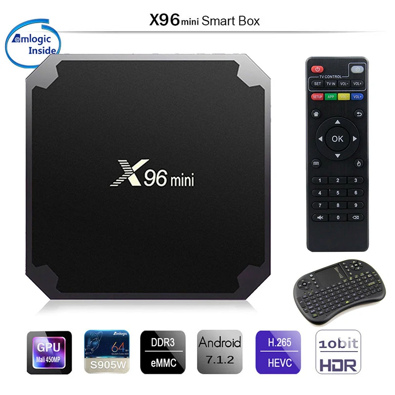 ТВ приставка X96 mini Android 7 1 Wi Fi 2 + 16 ГБ четырехъядерный процессор Amlogic S905W 8