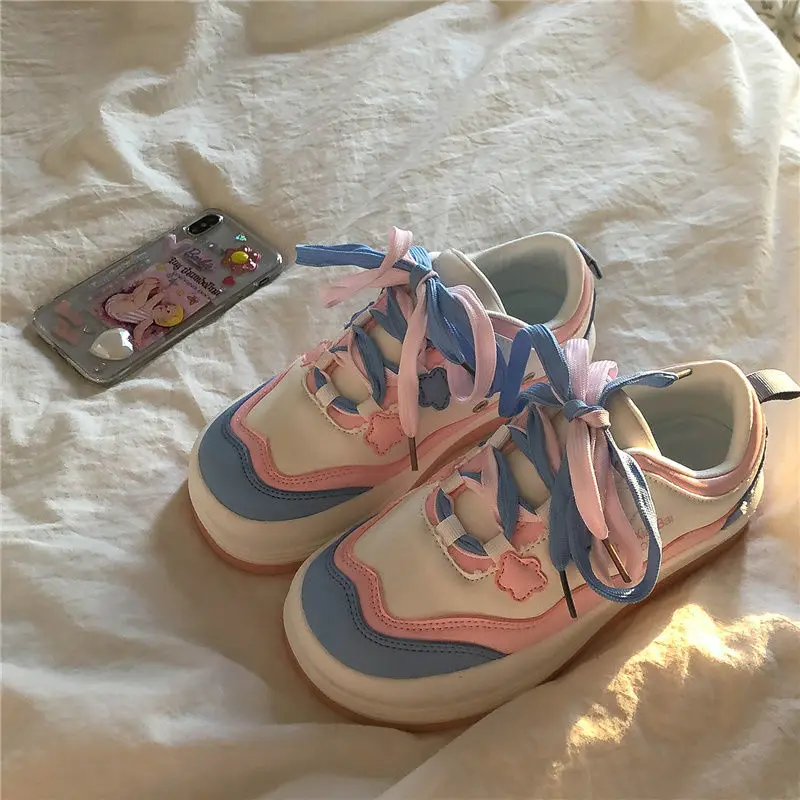 

Женские кроссовки спортивная обувь Harajuku модная повседневная Весенняя Вулканизированная симпатичная Женская Лолита Kawaii на платформе для б...