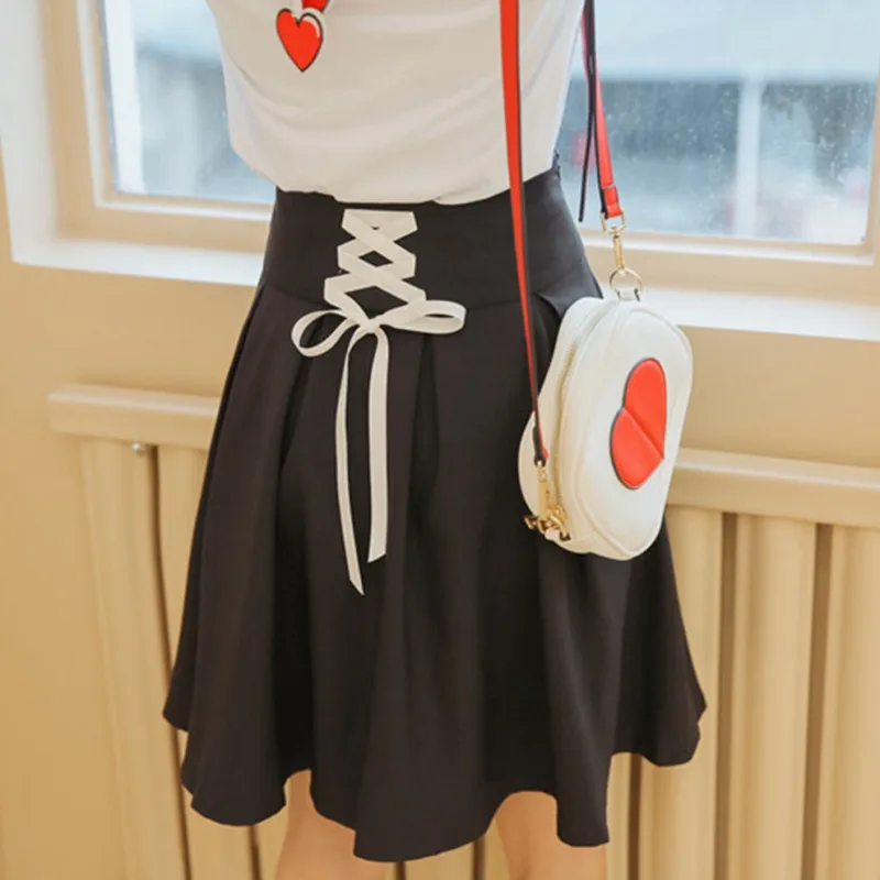 

Women Summer High Waist Pleated Skirts Harajuku Skirts Lolita A-line Sailor Skirt Preppy Print