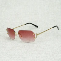 vintage new lens shape metal farme sunglasses men rimless c wire square gafas women for outdoor club accessories oculos shades
