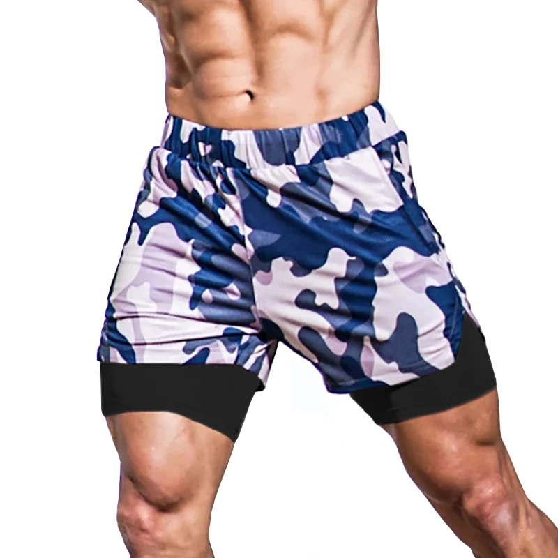 

Мужские беговые шорты 2 в 1, спортивные мужские шорты для спортзала 2022, 2 в 1, двухслойные быстросохнущие брюки для фитнеса, брюки для бега, спо...