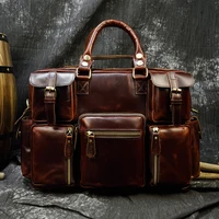 luufan mens handbags genuine leather laptop briefcase shoulder bag multifunction business bags brown 15 6 computer bag for men