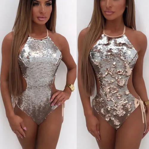 Женский слитный купальник пляжная одежда расшитая блестками градиент цвета