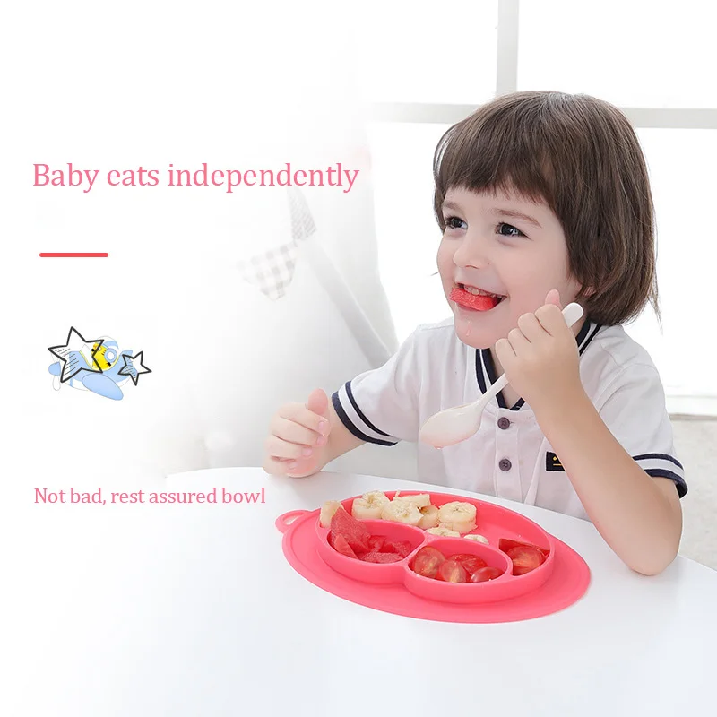 Тарелка для детей с силиконовой чашей кормления посуда на присоске Детская