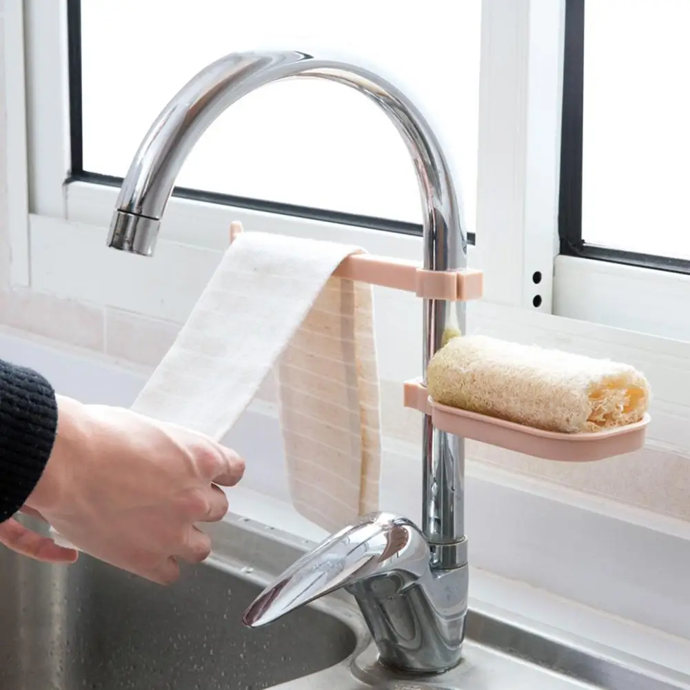 

2Pcs/Set Practical Faucet Drain Rack Sink Storage Durable Holder Kitchen Sponge Rags Drying Supplies Kitchen Organization Tools