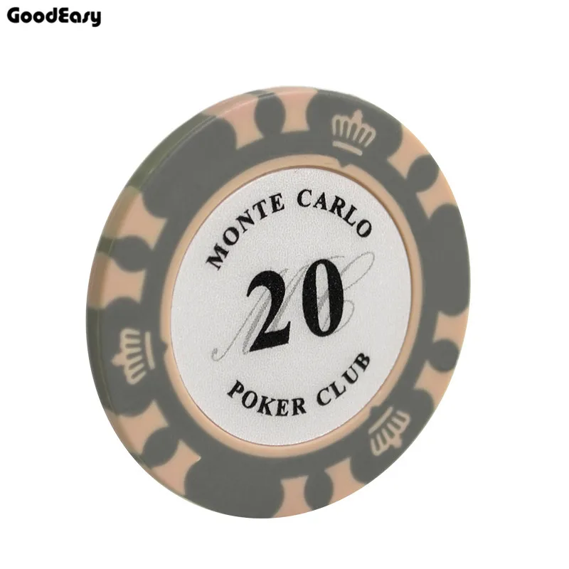 20 10 шт./компл. разноцветные фишки 14 г казино Baccarat Crown Monte Carlo дизайн глиняная Покерная фишка внутренняя металлическая с отделкой стикер - Цвет: 20