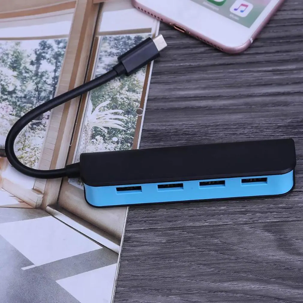 С Светодиодный индикатор usb хаб сплиттер 4 в 1 USB3.1 Тип C Порты с кабелем для ПК