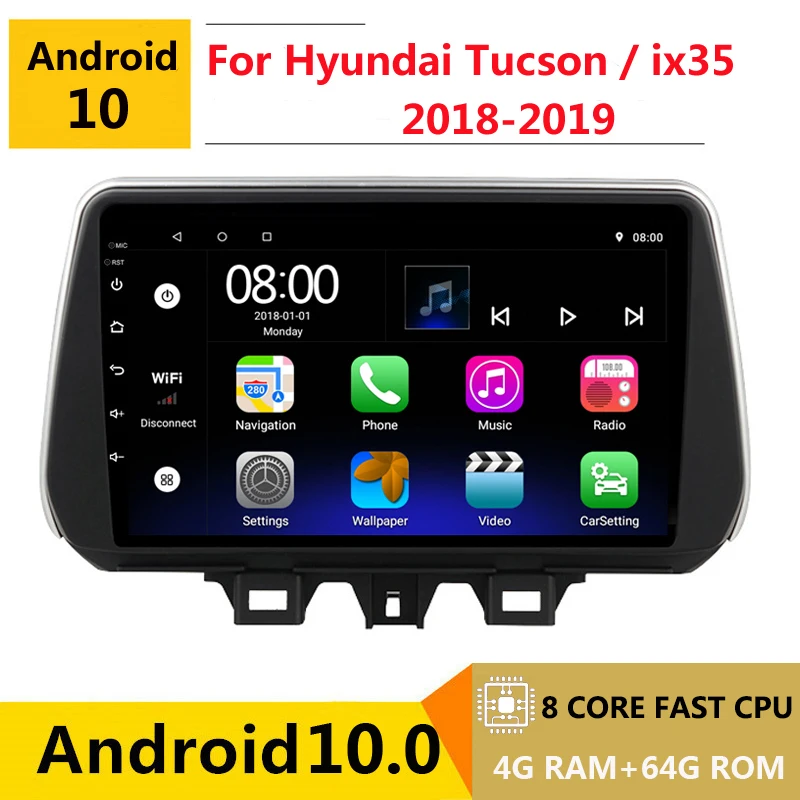 

Автомагнитола 2 din, 8 ядер, android 10, Автомагнитола для Hyundai ix35 Tucson 2018 2019, навигация GPS, DVD, мультимедийный плеер
