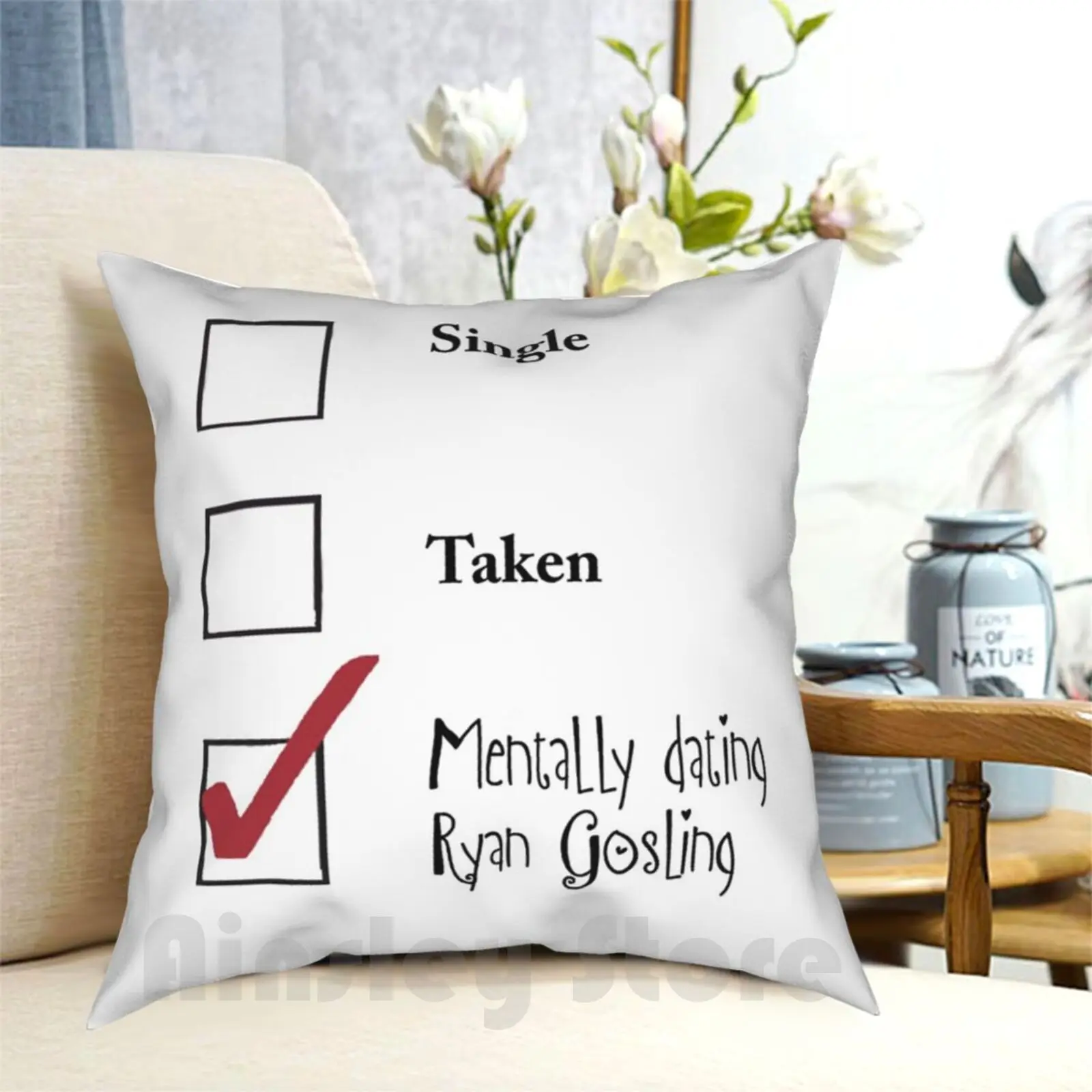 

Single / Taken / Mentally Dating Ryan Gosling Design : ) Pillow Case Printed Home Soft DIY Pillow cover Ryan Gosling Single
