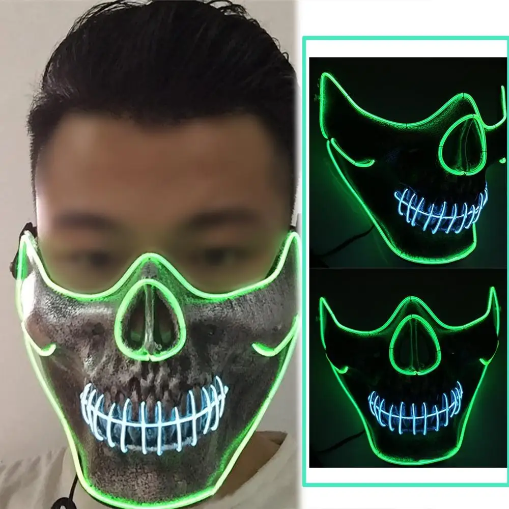 Светящаяся неоновая ЖК маска для Хэллоуина страшные маски вечеринок косплея