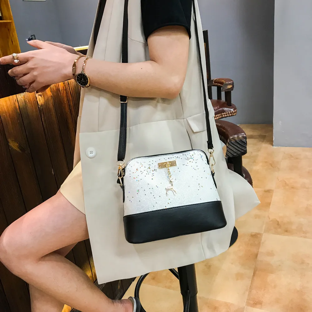

Womens Leather Crossbody Bag Sequins Small Deer Shoulder Messenger Bag Handbag Bandolera Mujer Bolsas Femininas #20