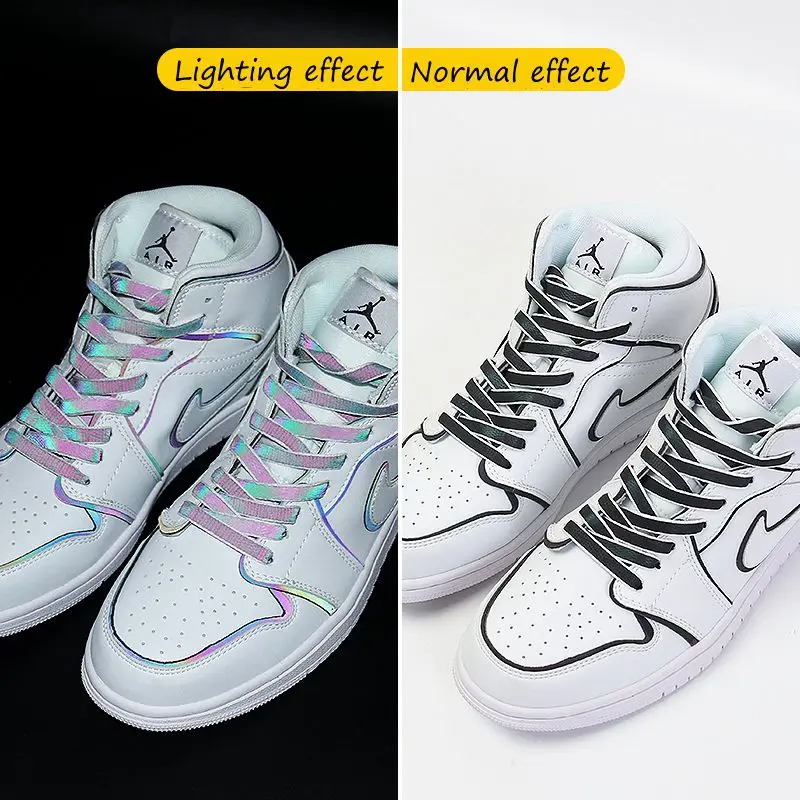 

New Holographic Reflective Shoelaces Cool Sneakers Running Shoes Lace For Adult Children Sports White Star Shoelace Strings