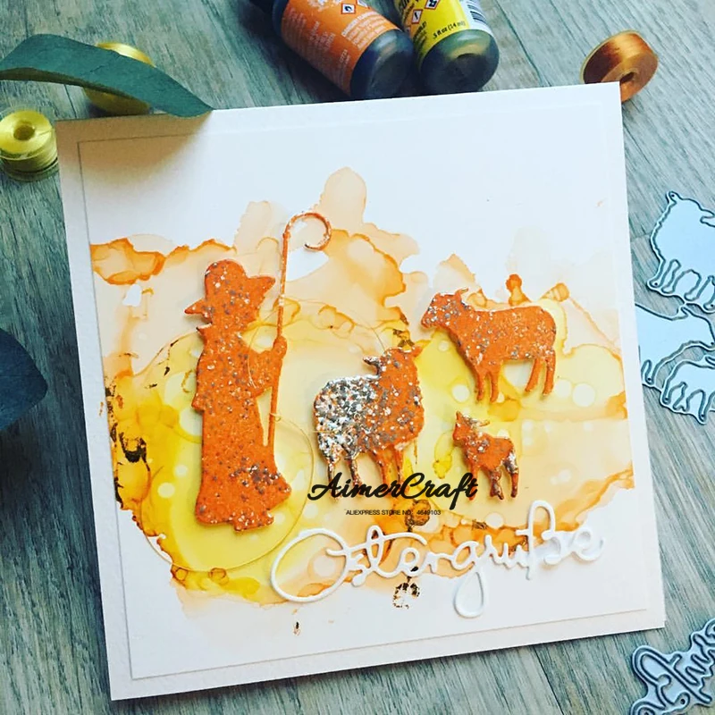 Металлические Вырубные штампы в виде рождественской овчарки зеркальные для