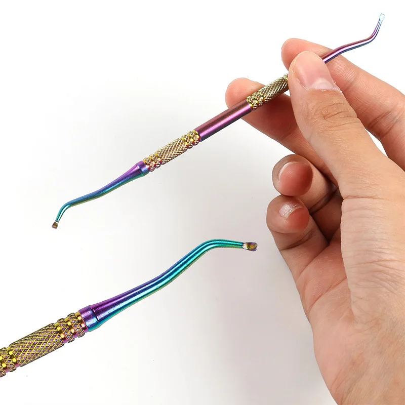 

Rainbow Stainless Steel Nail Cuticle Pusher Tweezer Nail Art Files UV Gel Polish Remove Manicure Care Groove Clean Tool 0458