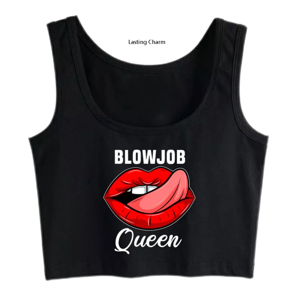 

Lasting charm Crop Top Female Blowjob Queen Oralsex BJ cum whore Marrie gift Casual Black Sleeveless Tops