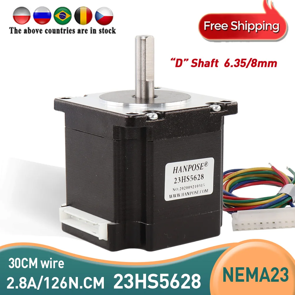 Бесплатная доставка шаговый электродвигатель 23HS5628 4 lead Nema23 двигатель серии 2.8A