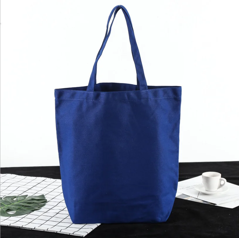 

Unisex Handbags Custom Canvas Tote Bag Print Text Your Design Grocery Daily Use Reusable Cotton Travel Casual blue Shopping Bag