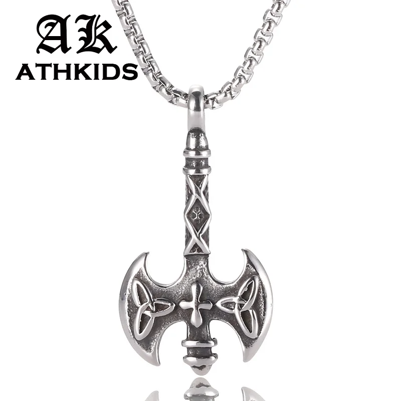 Ожерелье для мужчин в стиле хип хоп рок серебристый декоративный узор топор из