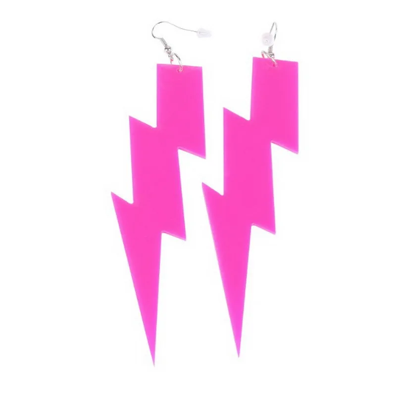 Большие флуоресцентные серьги молнии акриловые подвески в стиле панк ночной