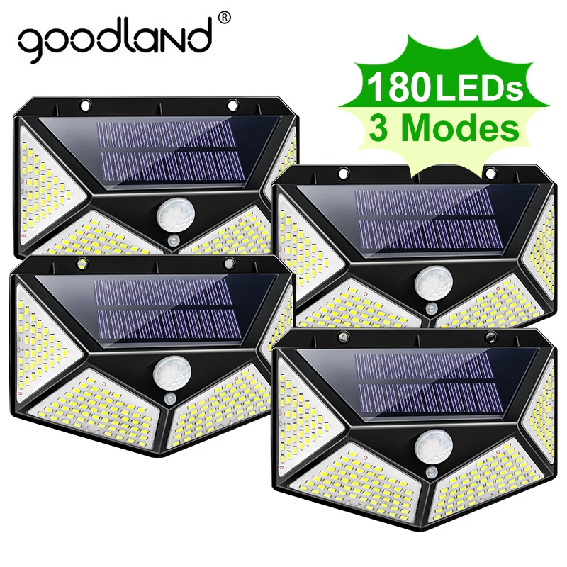 

Goodland 180 100 LED Solar Light Outdoor Solar Lamp Powered Sunlight Waterproof PIR Motion Sensor Light for Garden Decoration
