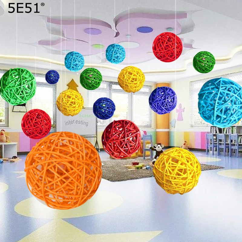 Новогодние шарики из ротанга украшения сделай сам цветные декоративные круглые