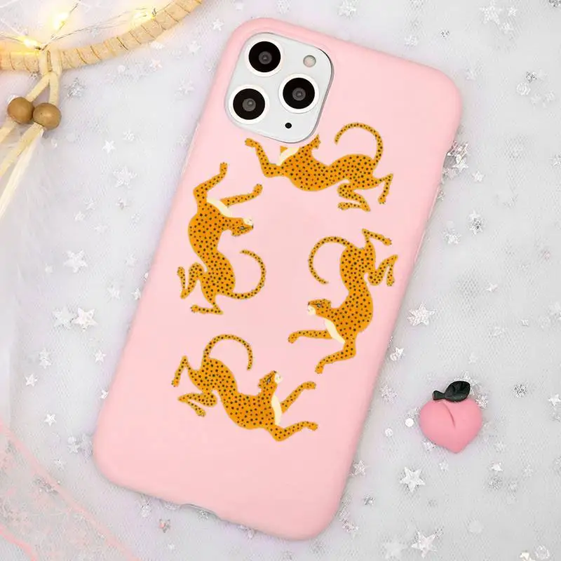 

Leopard luxury Phone Case coque Candy Color for iPhone 11 12 mini pro XS MAX 8 7 6 6S Plus X SE 2020 XR