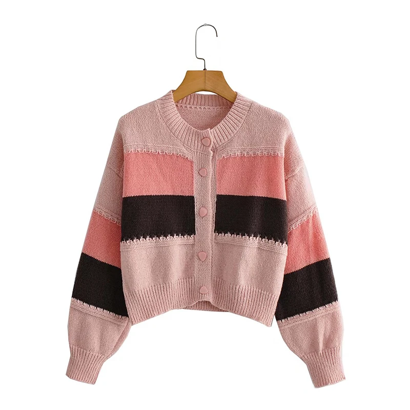 

Женский контрастный кардиган Uniera Za, осенний свитер с воротником Sequoia, Женское пальто с блокировкой цвета и длинными рукавами, 2021