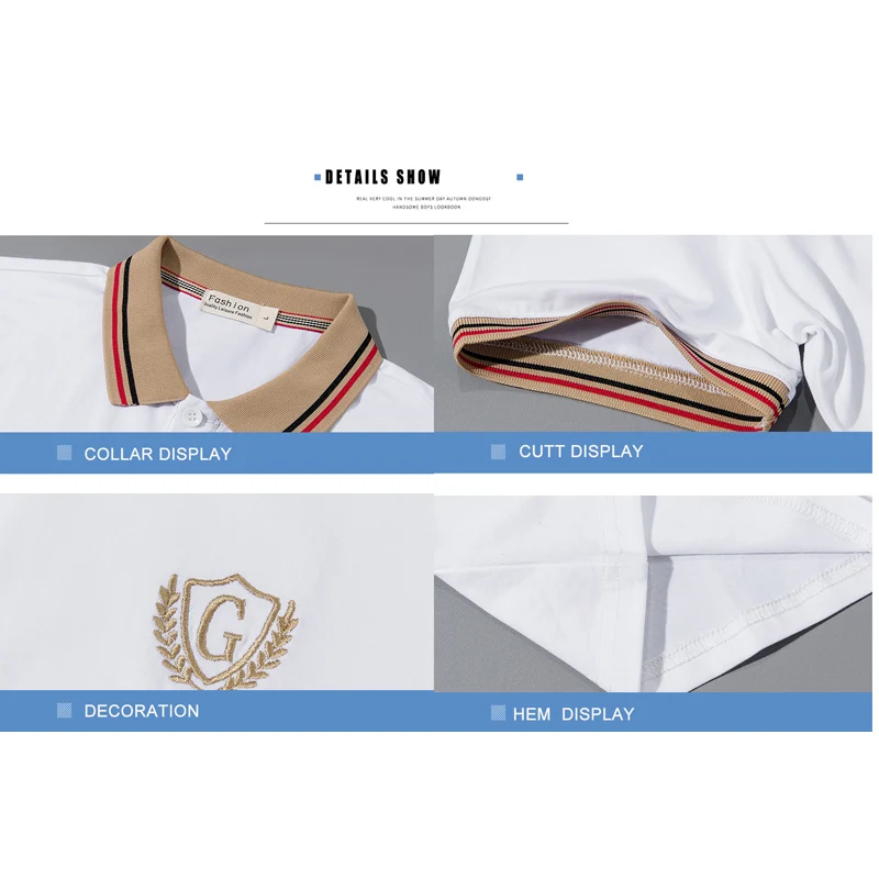 

BROWON Brand Mens Polo Shirts with Short Sleeve Summer Casual Breath Silim Fit Men Tops Embroidery Print Fashion Men Clothing