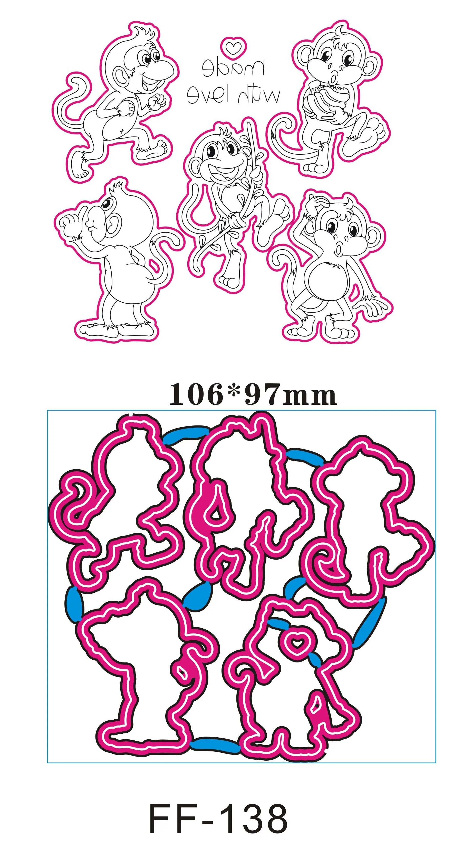 Марка с обезьяной из мультфильма шаблон штампа и zamak литье под давлением