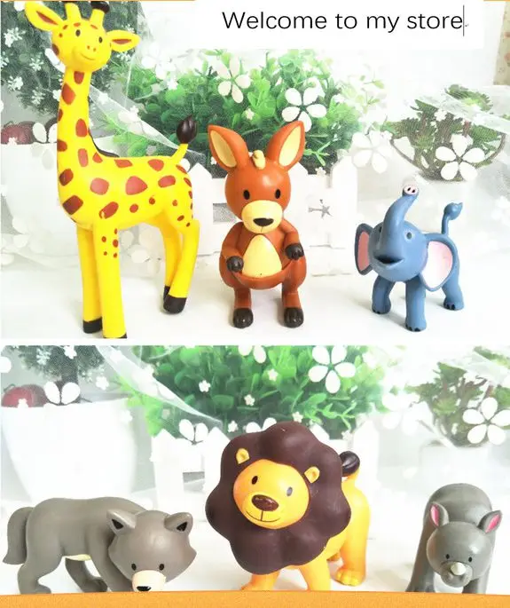 Виниловая фигурка модель игрушки слон жираф лев 6 шт./компл.|Игровые фигурки и
