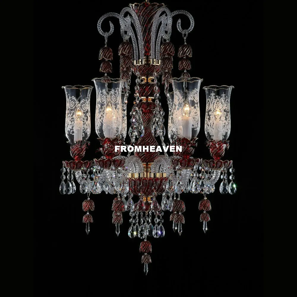 Современная декоративная хрустальная люстра, люстры для гостиной, красные прозрачные подвески и люстры, домашнее освещение, внутреннее освещение