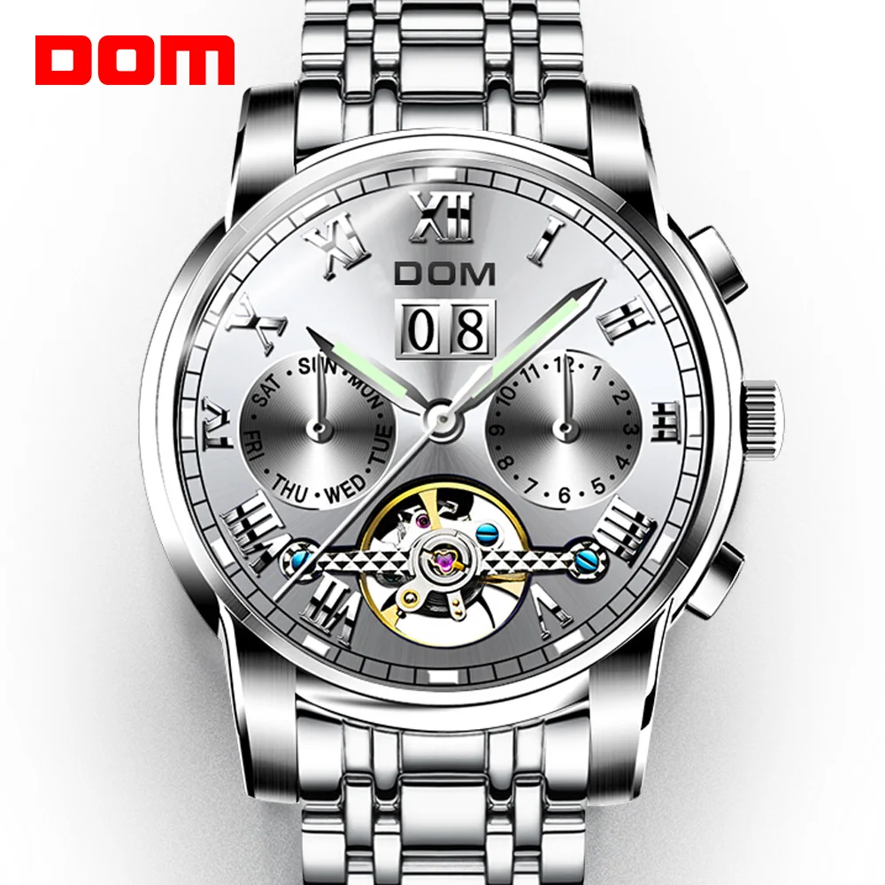 Mechanical Watches Sport DOM Watch Men  Waterproof Clock Mens Brand Luxury Fashion Wristwatch Relogio Masculino M-75D-7M