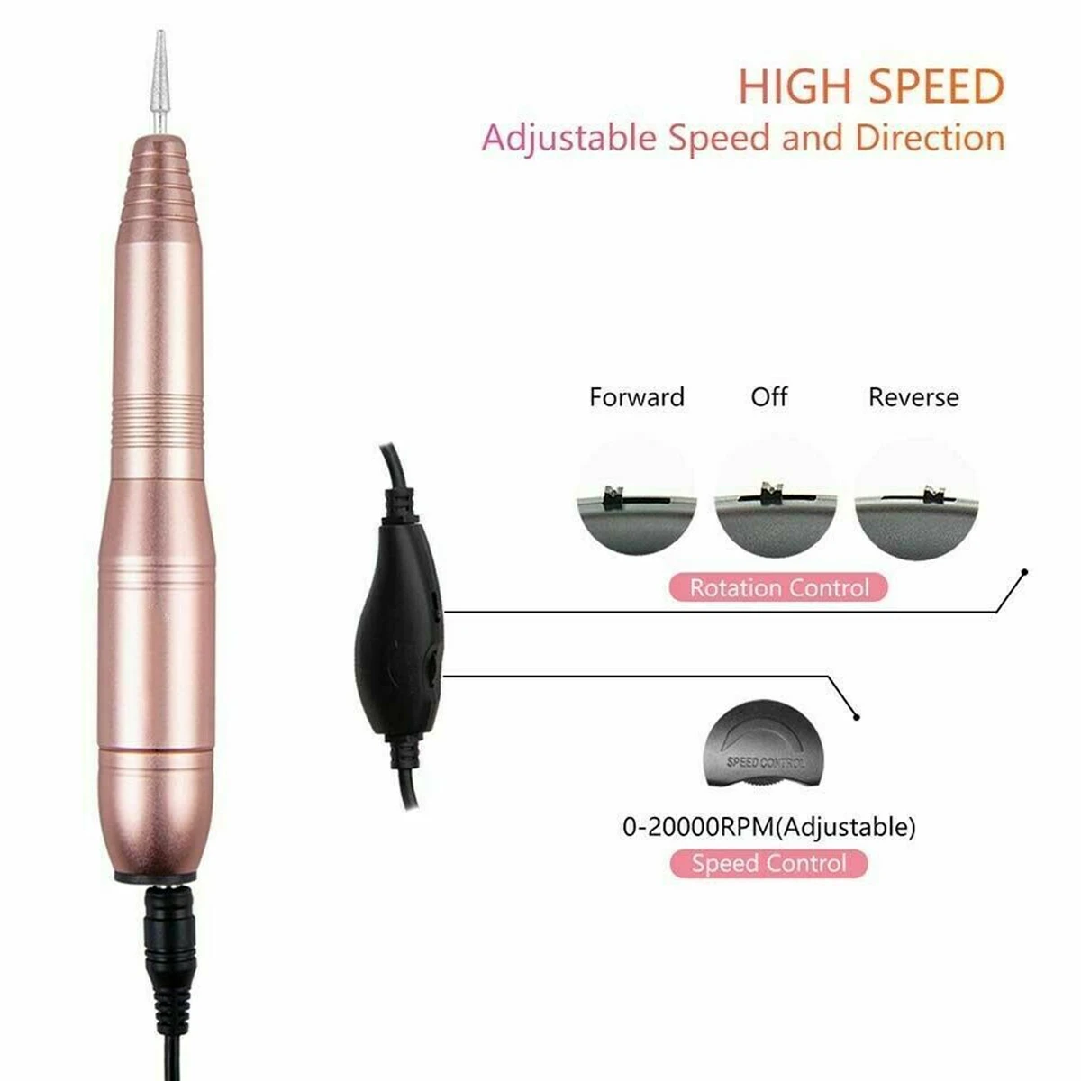 

Professional Electric Manicure Machine Pen Pedicure Electric Nail File Nail Tools 6 Bits Drill Nail Drill Machine Equipment Kit