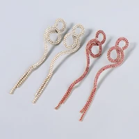 jijiawenhua new rhinestone long tassel claw chain pendant womens earrings dinner party wedding statement jewelry accessories