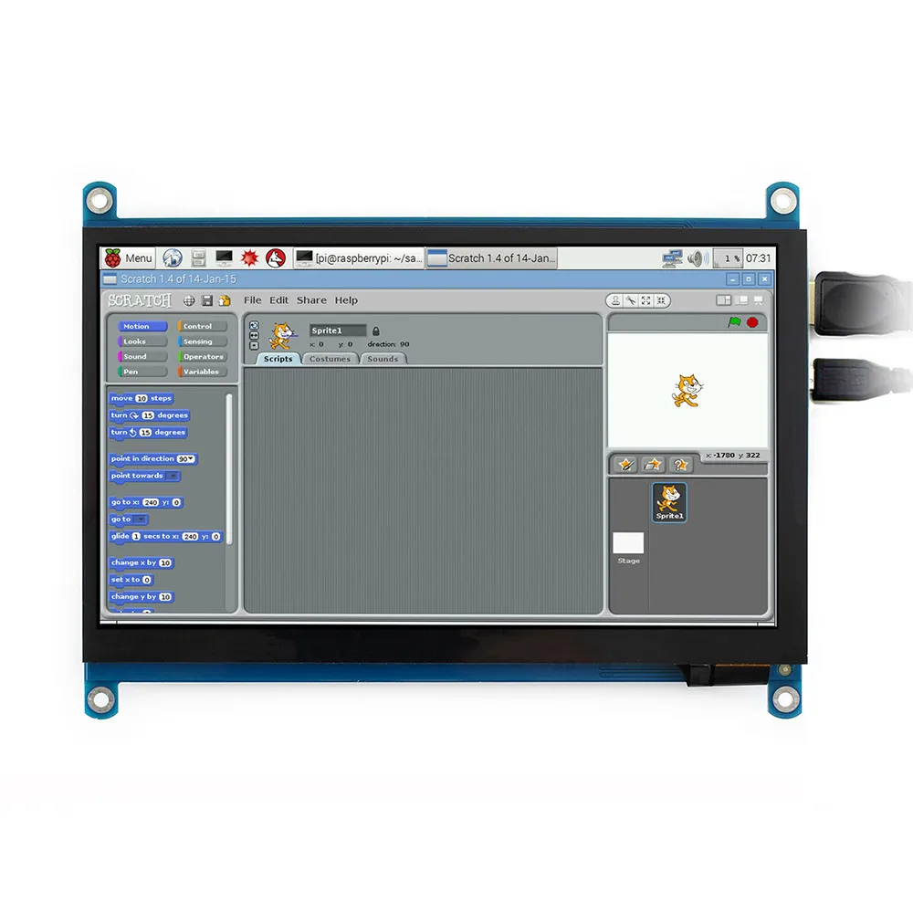 Горячие Новые 7 дюймов HDMI ЖК-дисплей(H) емкостный Сенсорный экран с закаленное Стекло крышка 1024x600 ips поддерживает мини-ПК работать в качестве монитора
