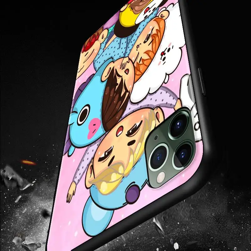 

Cute Cartoon Boy Shockproof Cover For Apple iPhone 12 11 SE XS XR X 7 8 6 5 S mini Plus Pro MAX 2020 Black Phone Case