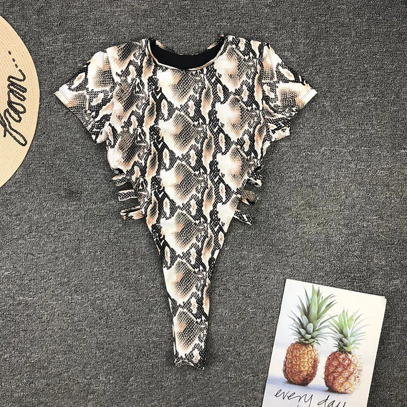 Женский бандажный костюм для плавания Белый Цельный купальник с высоким вырезом