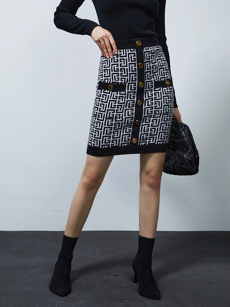 Женская жаккардовая мини-юбка с принтом губы | одежда