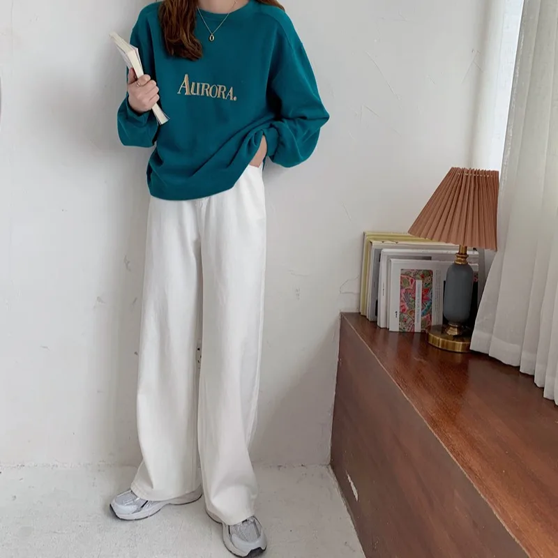 

Sakurada Kawashima Autumn and Winter New Loose High Waist Straight Wide Leg Pants Slimming Versatile Casual Jeans for Women