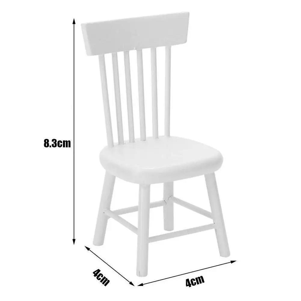 

White Dining Chair For 1:12 Dollhouse Birch Furniture Dollhouse Model Furniture Mini Chair Set Simulation C8K7