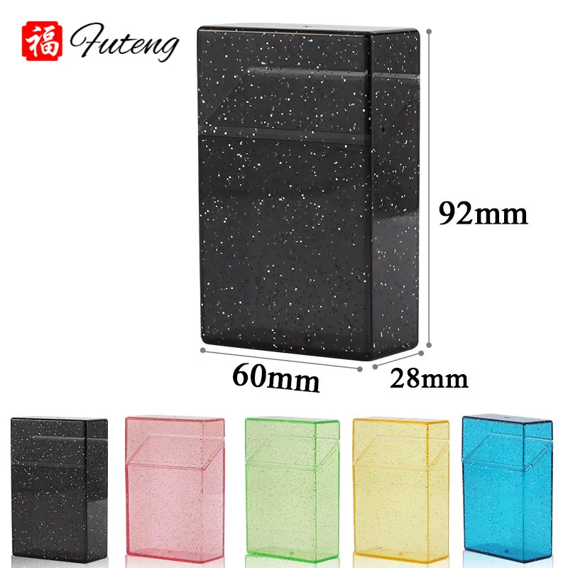 

Thin Glitter Smoke Cigarette Case Storage Box Plastic Cigarette Holder for Smoking Accessories Multi Color