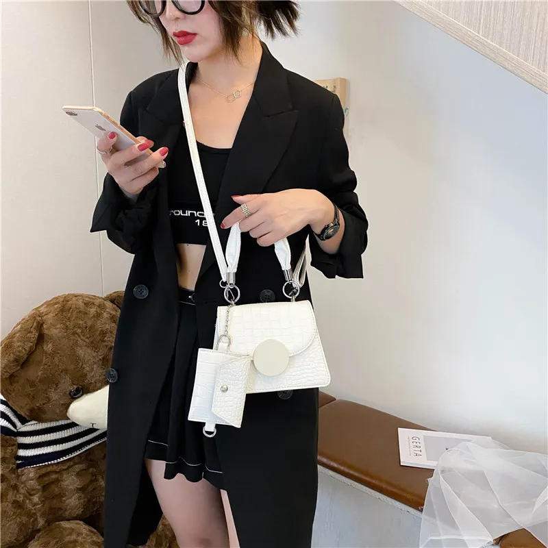 

New Fashion Women PU Leather Handbag Vintage Female Crocodile Pattern Shopping Travel Bag Shoulder Cross Body Bags For Girls
